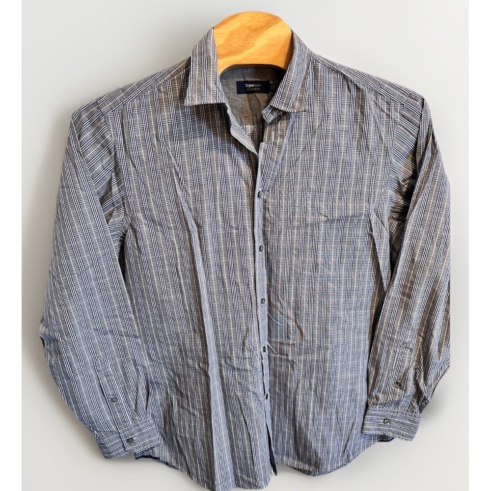 Zegna Sport Dress Shirt Mens XXL‎ Plaid Long Sleeve Button Up Cotton Silk